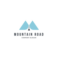 Fototapeta premium Mountain road logo template design element with silhouette style. Premium vector idea