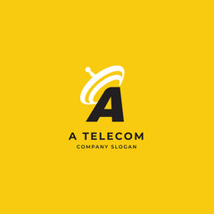 initial A wifi connection communication creative logo template vector illustration. Premium idea