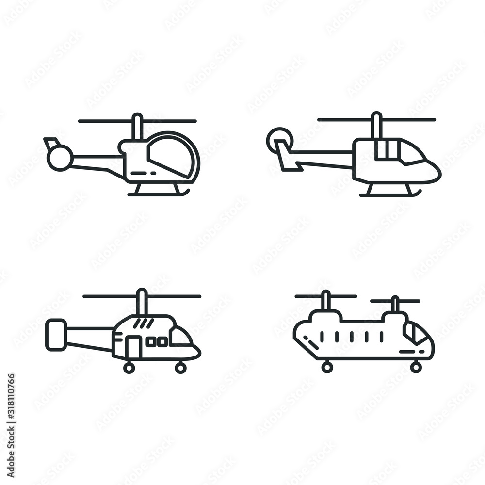 Poster helicopter icon template color editable. helicopter symbol vector sign isolated on white background 