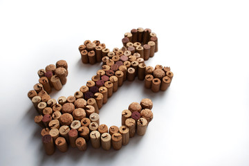 Wine corks anchor abstract composition isolated on white background