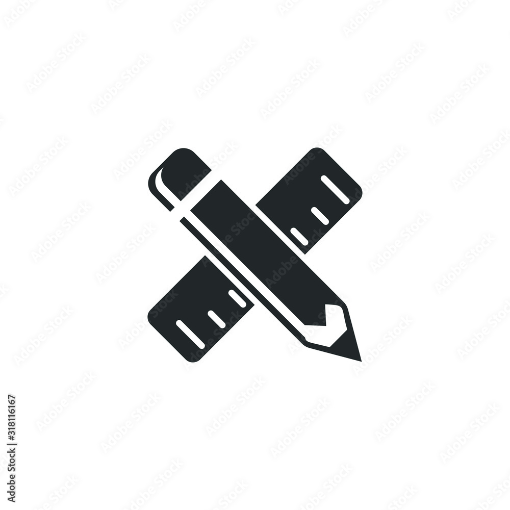 Poster Pencil and ruler icon template color editable. Pencil and ruler symbol vector sign isolated on white background illustration for graphic and web design.