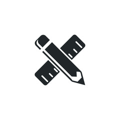 Pencil and ruler icon template color editable. Pencil and ruler symbol vector sign isolated on white background illustration for graphic and web design.