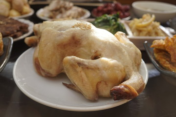 맛있는 통닭과 음식