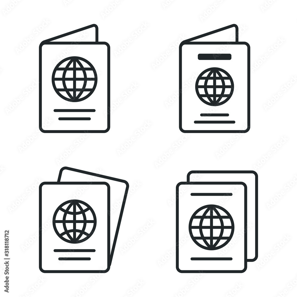 Poster passport icon template color editable. visa, document, arrival. customs house concept symbol vector 