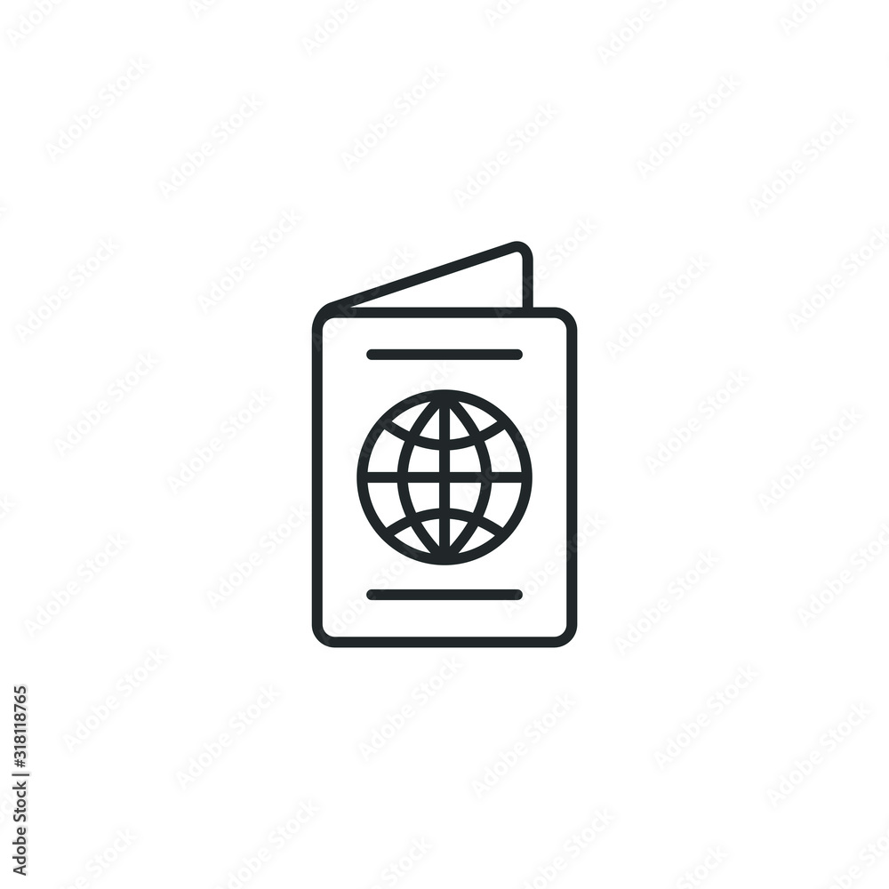 Aufkleber Passport icon template color editable. Visa, document, arrival. Customs house concept symbol vector sign isolated on white background illustration for graphic and web design.