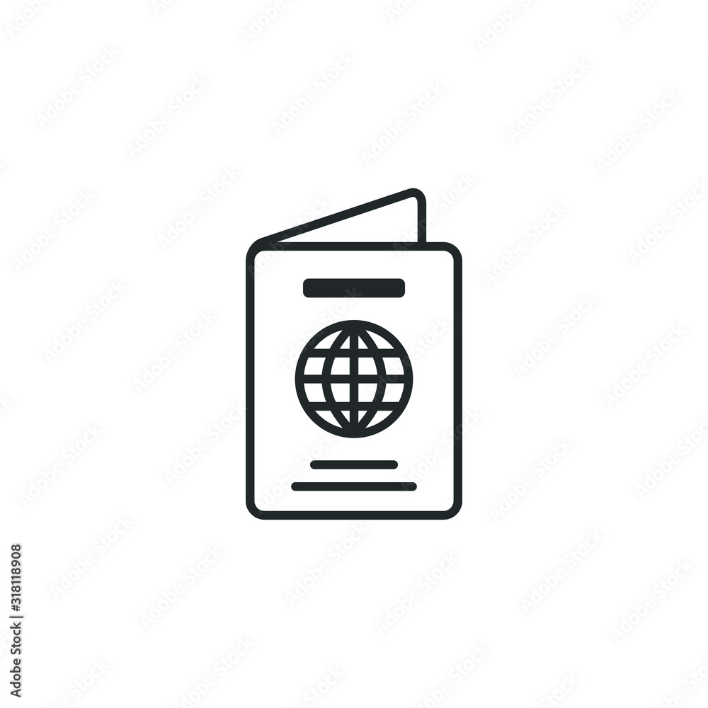 Aufkleber Passport icon template color editable. Visa, document, arrival. Customs house concept symbol vector sign isolated on white background illustration for graphic and web design.