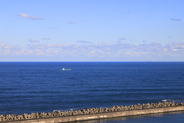 Fototapeta premium Aerial view from Choshi port tower / The Pacific