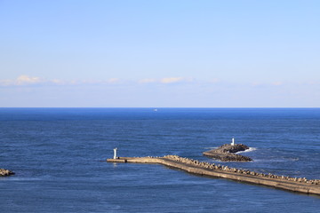Aerial view from Choshi port tower / The Pacific