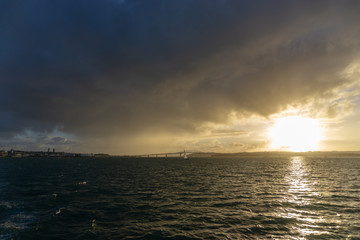 Beautiful sunset on Stanley Bay in Auckland