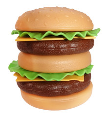 Plastic hamburger burger isolated on white background