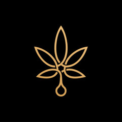 Monogram marijuana, cannabis, hemp logo vector template