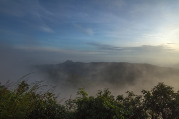 fog on mountain morning