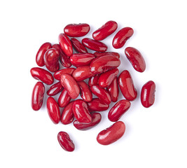 Red bean isolated on white background. Top view