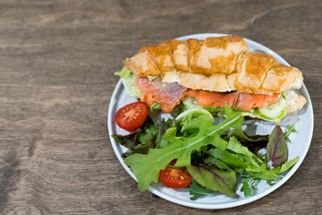 grilled salmon steak with salad