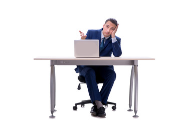 Employee working isolated on white background