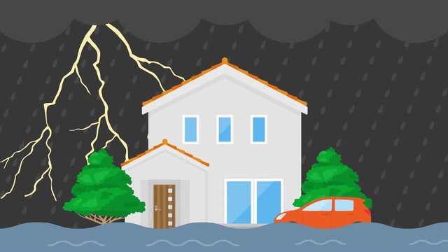 雷雨と洪水のイラスト