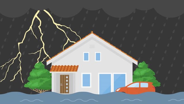 雷雨と洪水のイラスト