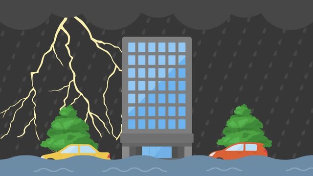 雷雨と洪水のイラスト