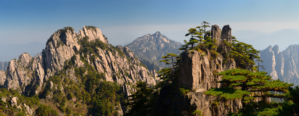 Panorama of Guinyin Peak and Stalagmite Gang at East Sea Yellow mountain Huangshan China