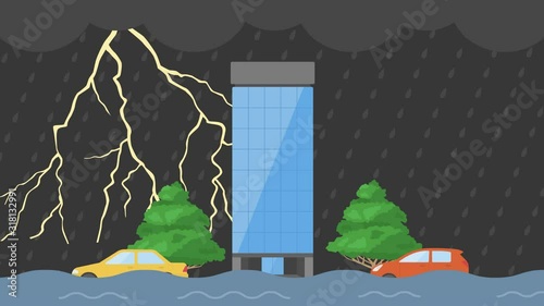 雷雨と洪水のイラスト Wall Mural Wallpaper Murals R Design 雷雨と洪水のイラスト Wall Mural Wallpaper Murals R Design