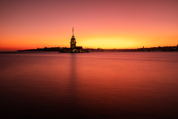 Maiden Tower at sunset in Istanbul, Turkey