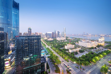 Fototapeta na wymiar Shanghai Lujiazui Finance & Trade Zone modern city night background .
