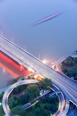 Overpass of the light trails, beautiful curves.