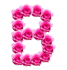 rose letters isolated on white background.