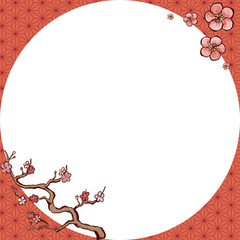 Classic-pattern-frame-of-hemp-leaves-and-plum-blossom