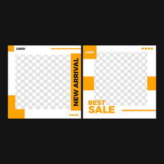 Naklejka premium Modern and minimalist design banner promotion for social media post. Creative sale promotion design template. Square web banner with discount offer for digital marketing.