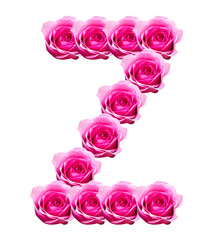rose letters isolated on white background.