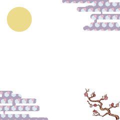Classic-pattern-haze-and-snow-ring,-plum-blossom-frame