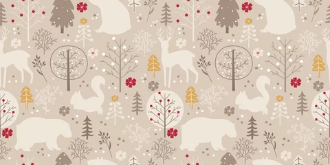 Tapeten Waldtiere Entzückende Tierillustration nahtlose Muster für Kinderprojekte, Stoffe, Scrapbooking, Basteln, Einladungen und vieles mehr