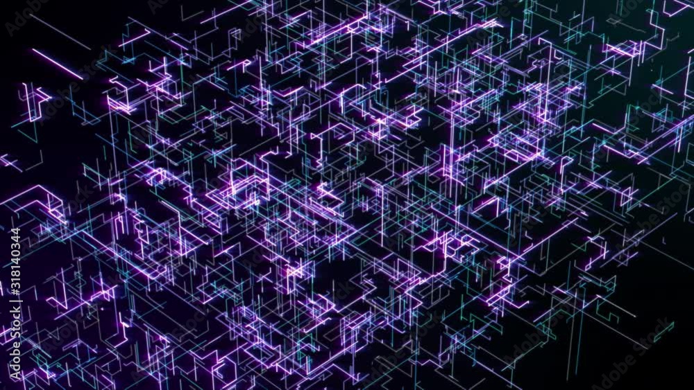 Leinwandbilder futuristic 3d footage virtual reality hologram rendering network communication concept. 4k motion gr