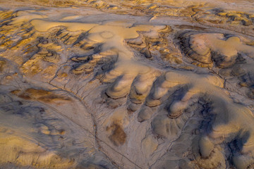 colorful desert geology in dramatic badlands landscape