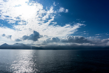 beautiful blue sky and clouds with sunlight