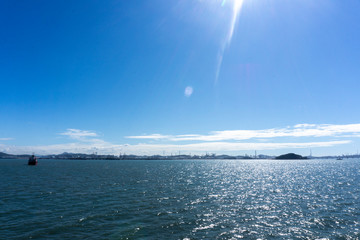 beautiful blue sky and clouds with sunlight