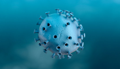 Coronavirus, microscopic view, 2019-nCoV - 3D Rendering