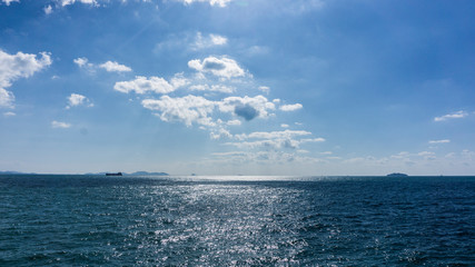 beautiful sea view and clouds take on ship