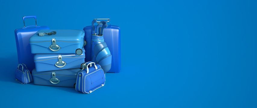Blue pile of luggage