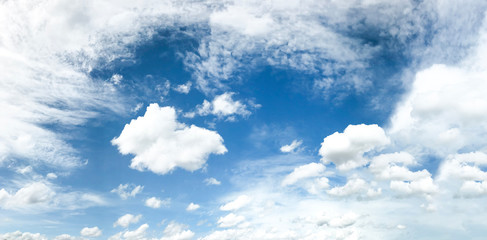 Panoramic nature view blue sky with white cloudy as background or wallpaper