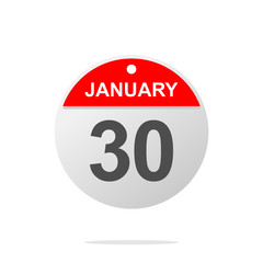 January 30, calender vector for reminder or celebration day. Template design for date and time agenda.
