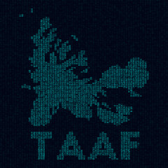 TAAF tech map. Country symbol in digital style. Cyber map of TAAF with country name. Elegant vector illustration.