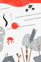 Abstract Illustration of underwater world in flat style