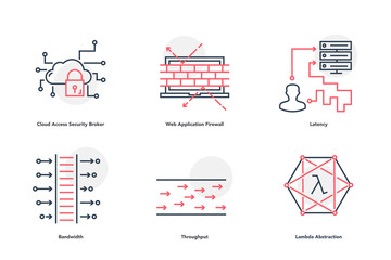 Vector Black and Red Linear Internet Data Characteristic Icons