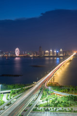Fototapeta premium shanghai interchange overpass and elevated road in nightfall