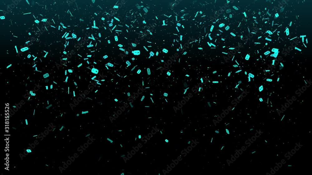 Fototapete Digital Number Technology 4K Motion Computing Falling To The Ground Concept Motion Background. 3D Graphic Binary Encoding Decimal Statistics Algorithm Floating Matrix Display.