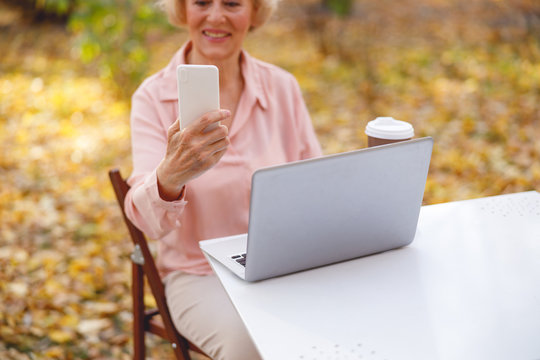 Woman being glad reading her incoming message