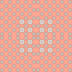 Seamless floral abstract pattern of repeating geometric shapes with texture, design for textile surface decor, fabric cover, paper wrapping wallpaper on a peach beige background in delicate color