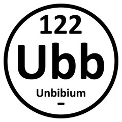 Periodic table element unbinilium icon.